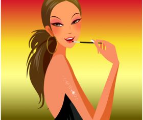 Cartoon makeup girl vector