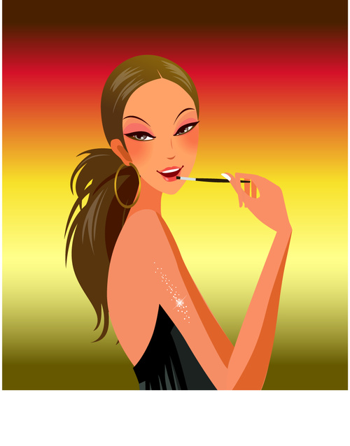 Cartoon makeup girl vector free download