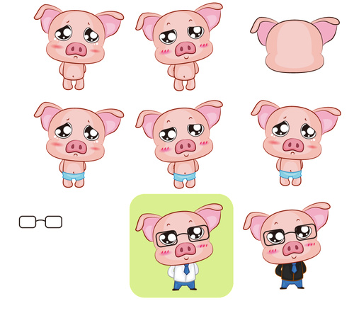 Cartoon pig vector avatar