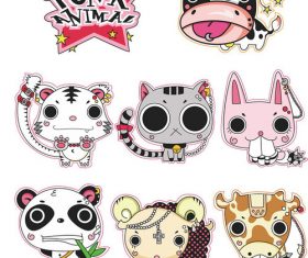 Cartoon punk animal vector sticker