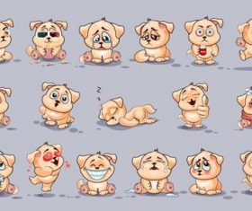 Cartoon puppy expression pack vector material