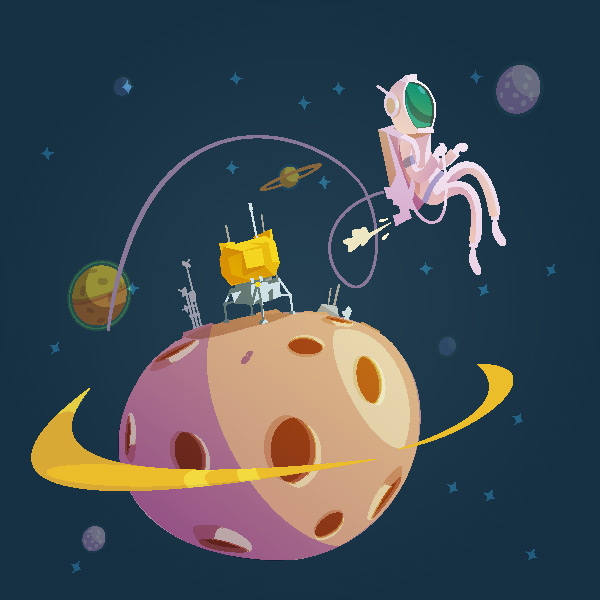 Cartoon roam space creative illustration vector