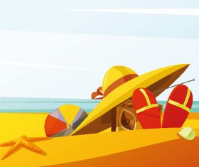 Cartoon summer beach illustration vector