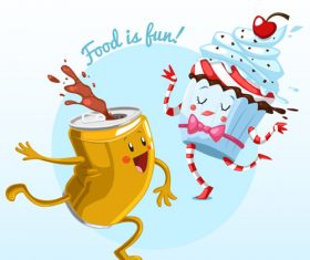 Cartoon summer drink and ice cream design vector