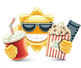 Cartoon sun with cinema vector