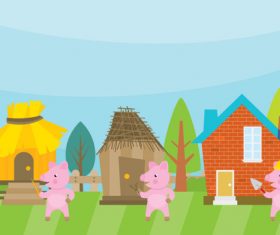 Cartoon three little pigs vector