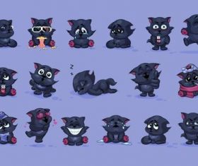 Cartoon wolf expression pack vector material