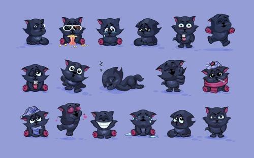 Cartoon wolf expression pack vector material free download