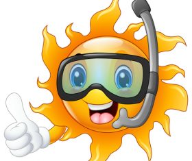 Cheerful cartoon sun with Goggles vector