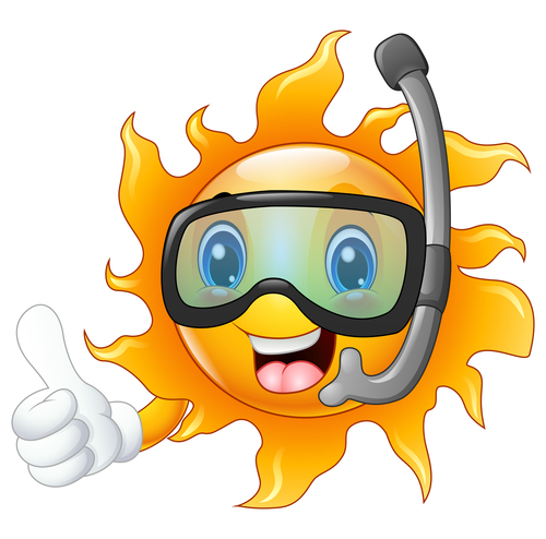 Cheerful cartoon sun with Goggles vector