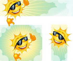 Cheerful cartoon sun with sunglasses vector 01