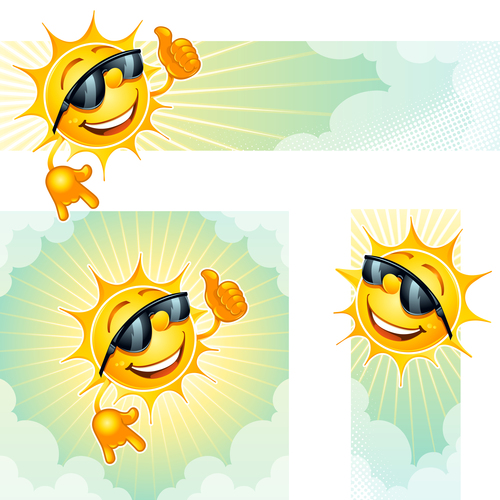 Cheerful cartoon sun with sunglasses vector 01