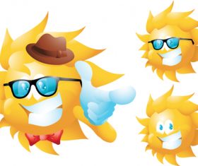Cheerful cartoon sun with sunglasses vector 02