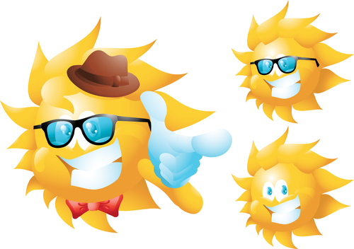 Cheerful cartoon sun with sunglasses vector 02