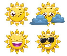 Cheerful cartoon sun with sunglasses vector 04