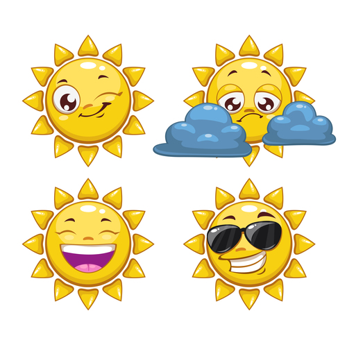 Cheerful cartoon sun with sunglasses vector 04
