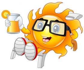 Cheerful cartoon sun with sunglasses vector 05
