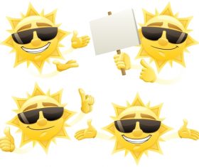 Cheerful cartoon sun with sunglasses vector 06