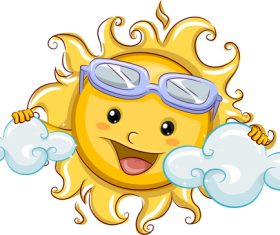 Cheerful cartoon sun with sunglasses vector 07