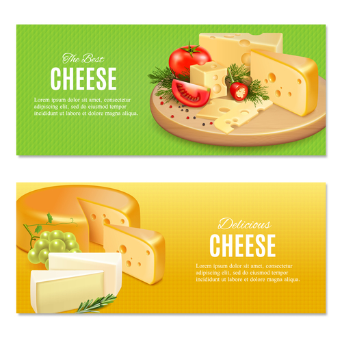 Cheese banners realistic vector