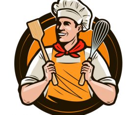 Chef emblem retro design vector 07