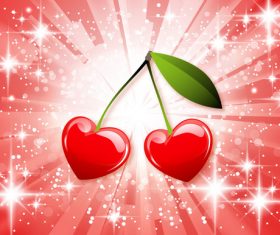Cherry with shiny background vectors material