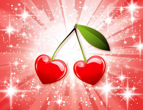 Cherry with shiny background vectors material