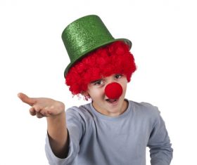 Child clown dress up Stock Photo