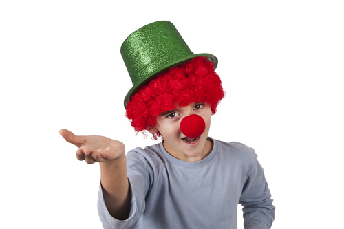 Child clown dress up Stock Photo