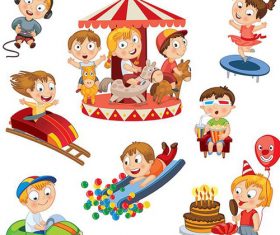 Children play happy holidays vector