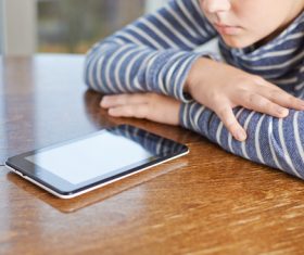 Childrens Uses tablets pc Stock Photo