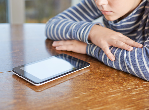 Childrens Uses tablets pc Stock Photo
