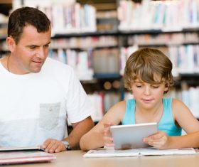 Childrens Uses tablets pc learning Stock Photo 02