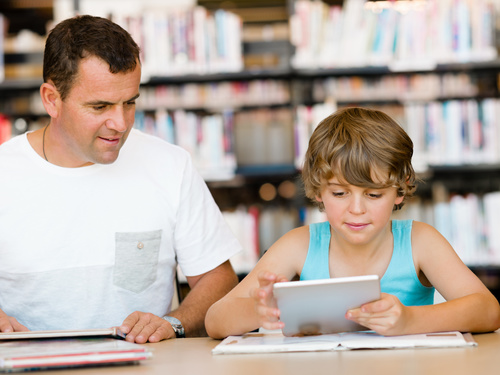Childrens Uses tablets pc learning Stock Photo 02