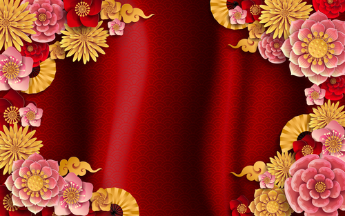Chinese ethnic styles red background vector 01