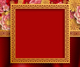 Chinese ethnic styles red background vector 04