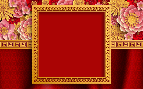 Chinese ethnic styles red background vector 04