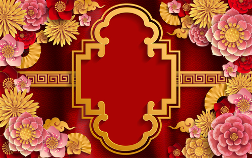 Chinese ethnic styles red background vector 05