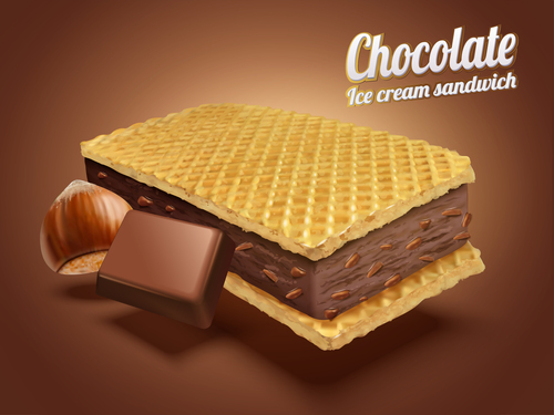 Chocolate Ice cream biscuits vector illustration