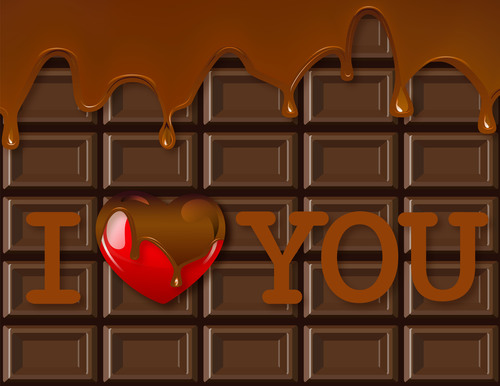Chocolate background with heart vector