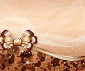 Chocolate background with ribbon bows vector