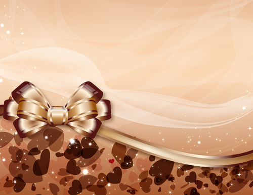 Chocolate background with ribbon bows vector
