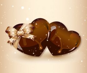 Chocolate heart card vector 01