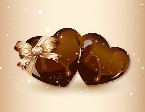 Chocolate heart card vector 01