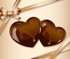 Chocolate heart card vector 02
