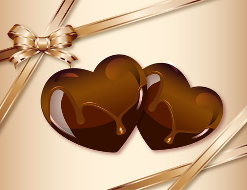 Chocolate heart card vector 02