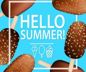 Chocolate ice cream with summer background vector