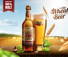 Classic wheat beer poster template vectors 01