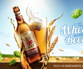 Classic wheat beer poster template vectors 02