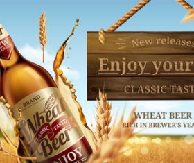 Classic wheat beer poster template vectors 03